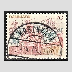 FRIM�RKER DANMARK | 1973 - AFA 554 - Kalkmalerier - 70 �re brunr�d/bl�gr�n/gul - Pragt Stemplet
