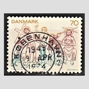 FRIM�RKER DANMARK | 1973 - AFA 555 - Kalkmalerier - 70 �re flerfarvet - Pragt Stemplet K�benhavn