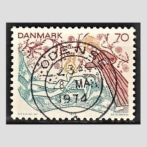 FRIM�RKER DANMARK | 1973 - AFA 556 - Kalkmalerier - 70 �re flerfarvet - Pragt Stemplet Odense