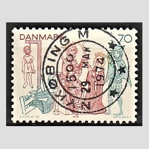 FRIM�RKER DANMARK | 1973 - AFA 553 - Kalkmalerier - 70 �re brunr�d/bl�gr�n/gul - Pragt Stemplet