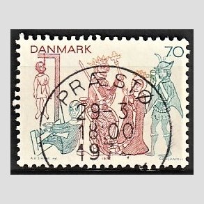 FRIM�RKER DANMARK | 1973 - AFA 553 - Kalkmalerier - 70 �re brunr�d/bl�gr�n/gul - Pragt Stemplet