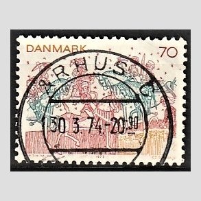 FRIM�RKER DANMARK | 1973 - AFA 554 - Kalkmalerier - 70 �re brunr�d/bl�gr�n/gul - Pragt Stemplet