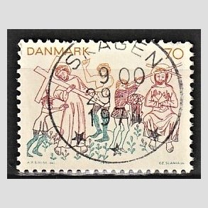 FRIM�RKER DANMARK | 1973 - AFA 555 - Kalkmalerier - 70 �re flerfarvet - Pragt Stemplet
