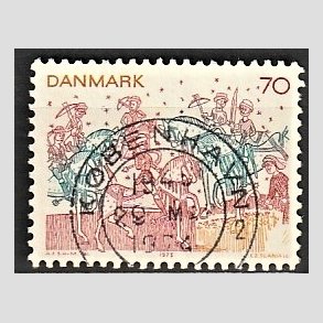 FRIM�RKER DANMARK | 1973 - AFA 554 - Kalkmalerier - 70 �re brunr�d/bl�gr�n/gul - Pragt Stemplet