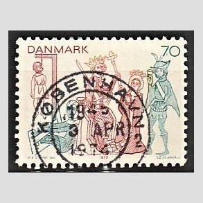 FRIM�RKER DANMARK | 1973 - AFA 553 - Kalkmalerier - 70 �re brunr�d/bl�gr�n/gul - Pragt Stemplet