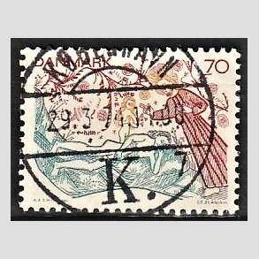 FRIM�RKER DANMARK | 1973 - AFA 556 - Kalkmalerier - 70 �re flerfarvet - Pragt Stemplet