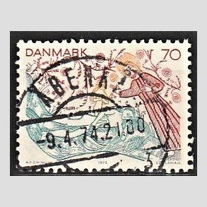 FRIM�RKER DANMARK | 1973 - AFA 556 - Kalkmalerier - 70 �re flerfarvet - Pragt Stemplet