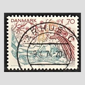 FRIM�RKER DANMARK | 1973 - AFA 556 - Kalkmalerier - 70 �re flerfarvet - Pragt Stemplet