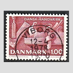 FRIM�RKER DANMARK | 1977 - AFA 642 - Dansk h�ndv�rk - 1,00 Kr. r�d - Pragt Stemplet