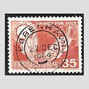 FRIM�RKER DANMARK | 1963 - AFA 412 - FAO anti-hunger - 35 �re brunr�d - Lux Stemplet