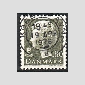 FRIMRKER DANMARK | 1977 - AFA 647 - Dronning Margrethe - 180 re sortgrn - Pragt Stemplet