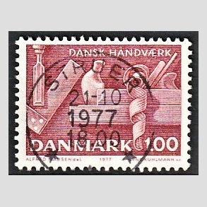 FRIM�RKER DANMARK | 1977 - AFA 642 - Dansk h�ndv�rk - 1,00 Kr. r�d - Pragt Stemplet