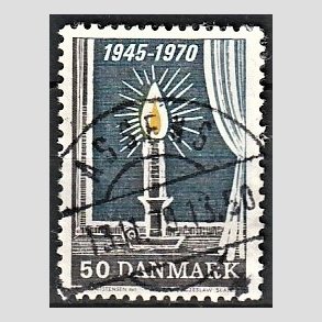 FRIM�RKER DANMARK | 1970 - AFA 496 - Danmark bes�ttelses oph�r 25 �r - 50 �re brun/gul/gr� - Pragt Stemplet