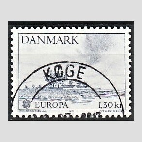 FRIM�RKER DANMARK | 1977 - AFA 636 - Europam�rke 1,30 Kr. bl� - Pragt Stemplet 