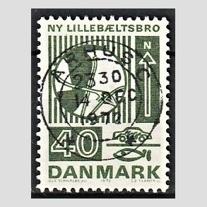 FRIM�RKER DANMARK | 1972 - AFA 534 - Trafiktekniske anl�g - 40 �re gr�n - Pragt Stemplet