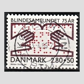 FRIMRKER DANMARK | 1986 - AFA 853 - Dansk Blindesamfund 75 r. - 2,80 Kr. + 50 re flerfarvet - Pragt Stemplet