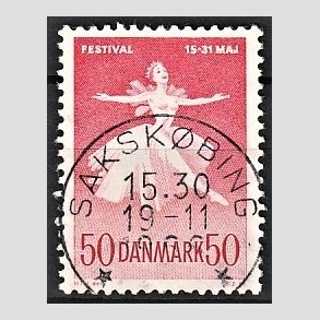 FRIM�RKER DANMARK | 1965 - AFA 438 - Ballet og Musikfestival - 50 �re r�d - Pragt Stemplet