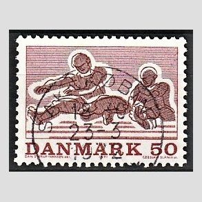FRIM�RKER DANMARK | 1971 - AFA 517 - Sportsudgave - 50 �re r�d/r�dbrun - Lux Stemplet