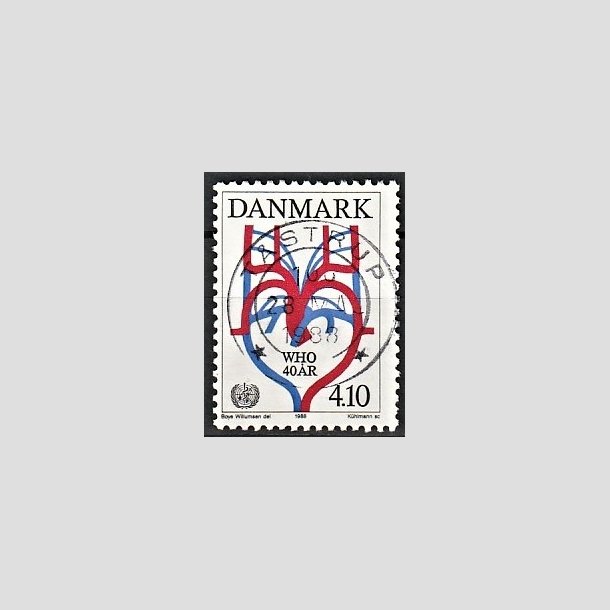 FRIMRKER DANMARK | 1988 - AFA 909 - WHO 40 r - 4,10 Kr. flerfarvet - Pragt Stemplet