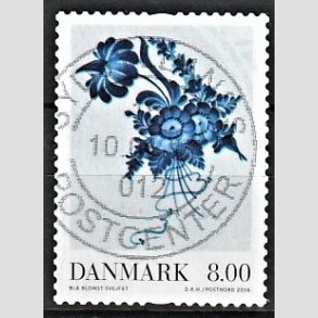 FRIMRKER DANMARK | 2016 - AFA 1872 - Dansk porceln - 8,00 Kr. Bl blomst - Pnt Stemplet
