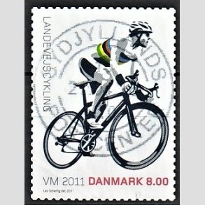 FRIM�RKER DANMARK | 2011 - AFA 1674 - WM i landevejscykling - 8,00 Kr. flerfarvet - Pragt Stemplet