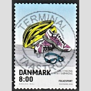 FRIM�RKER DANMARK | 2016 - AFA 1858 - Folkesport - 8,00 Kr. flerfarvet - Pragt Stemplet