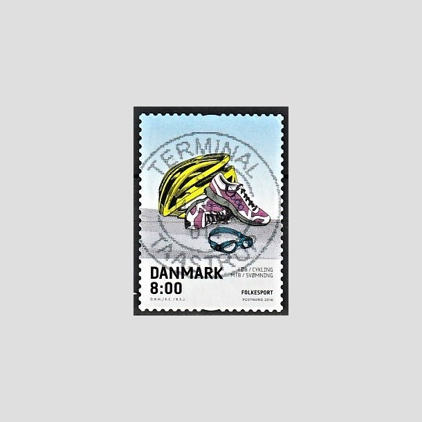 FRIMRKER DANMARK | 2016 - AFA 1858 - Folkesport - 8,00 Kr. flerfarvet - Pragt Stemplet