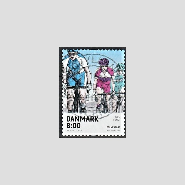 FRIMRKER DANMARK | 2016 - AFA 1855 - Folkesport - 8,00 Kr. flerfarvet - Pragt Stemplet