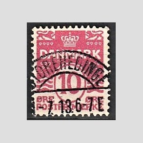 FRIM�RKER DANMARK | 1912 - AFA 65 - B�lgelinie 10 �re karminrosa - Lux Stemplet 