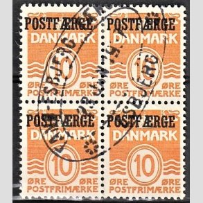 FRIMRKER DANMARK | 1936-39 - AFA 15 - 10 re orange i 4-blok - Stemplet