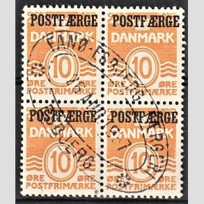 FRIMRKER DANMARK | 1936-39 - AFA 15 - 10 re orange i 4-blok - Lux Stemplet