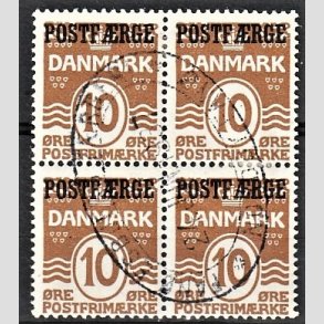 FRIMRKER DANMARK | 1930 - AFA 12 - 10 re brun i 4-blok - Stemplet