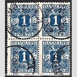 FRIMRKER DANMARK | 1921-25 - AFA 15 - 1 Kr. mrkbl i 4-blok - Stemplet