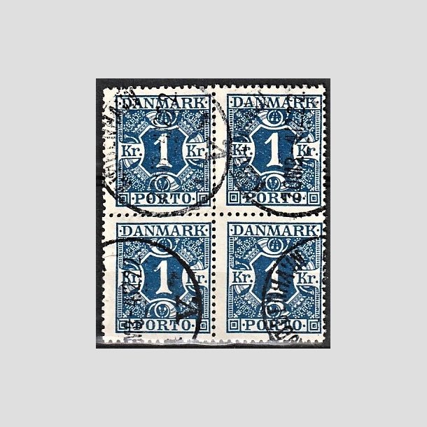 FRIMRKER DANMARK | 1921-25 - AFA 15 - 1 Kr. mrkbl i 4-blok - Stemplet