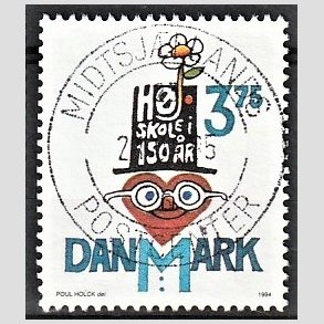 FRIM�RKER DANMARK | 1994 - AFA 1083 - H�jskolebev�gelsen 150 �r - 3,75 Kr. flerfarvet - Pragt Stemplet