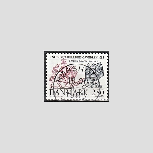 FRIMRKER DANMARK | 1985 - AFA 834 - Domkirken i Lund - 2,80 Kr. mrkbl/lilla - Pragt Stemplet