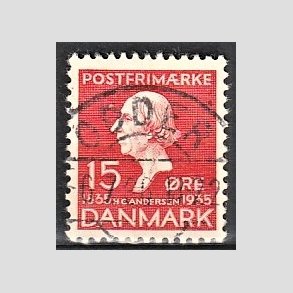 FRIM�RKER DANMARK | 1935 - AFA 226 - H. C. Andersen 15 �re r�d - Lux Stemplet Odder