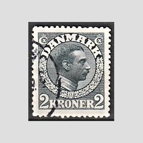 FRIMRKER DANMARK | 1913 - AFA 76 - Chr. X 2 Kroner skifergr - Stemplet