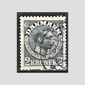 FRIMRKER DANMARK | 1913 - AFA 76 - Chr. X 2 Kroner skifergr - Stemplet