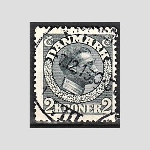 FRIMRKER DANMARK | 1913 - AFA 76 - Chr. X 2 Kroner skifergr - Stemplet