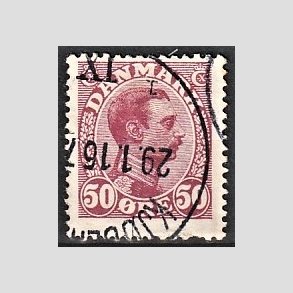 FRIMRKER DANMARK | 1913 - AFA 74 - Chr. X 50 re vinrd - Stemplet