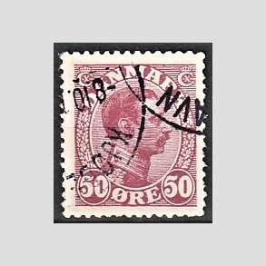 FRIMRKER DANMARK | 1913 - AFA 74 - Chr. X 50 re vinrd - Stemplet