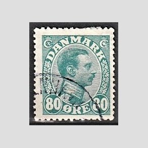 FRIMRKER DANMARK | 1915 - AFA 84 - Chr. X 80 re blgrn - Stemplet