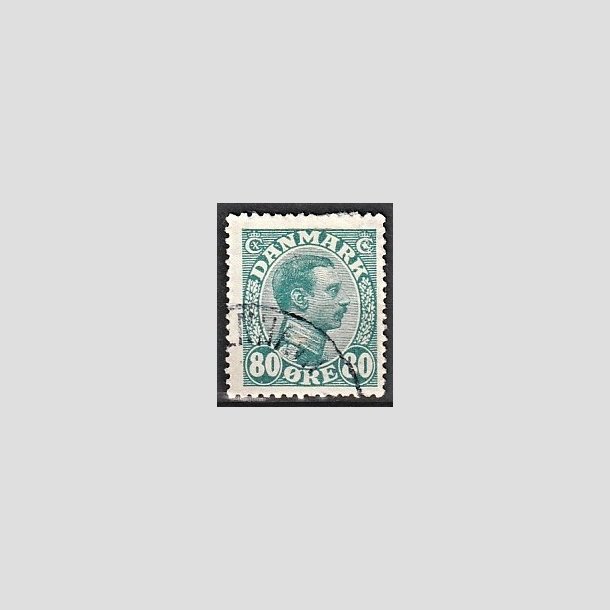 FRIMRKER DANMARK | 1915 - AFA 84 - Chr. X 80 re blgrn - Stemplet