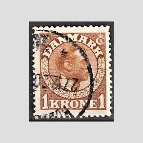 FRIMRKER DANMARK | 1913 - AFA 75 - Chr. X 1 Kr. gulbrun - Stemplet
