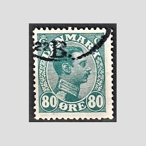 FRIMRKER DANMARK | 1915 - AFA 84 - Chr. X 80 re blgrn - Stemplet