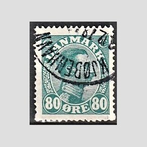 FRIMRKER DANMARK | 1915 - AFA 84 - Chr. X 80 re blgrn - Stemplet