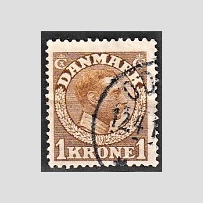 FRIMRKER DANMARK | 1913 - AFA 75 - Chr. X 1 Kr. gulbrun - Stemplet 