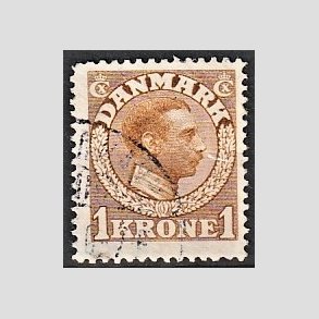 FRIMRKER DANMARK | 1913 - AFA 75 - Chr. X 1 Kr. gulbrun - Stemplet