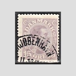FRIMRKER DANMARK | 1913 - AFA 70a - Chr. X 15 re matlilla - Stemplet